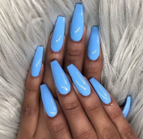 Candy Blue Nails, Blue Nails Acrylic, Solid Color Acrylic Nails, Glitter French Manicure, Polished Nails, Queen Nails, Best Nails, Coral Nails, Ombre Nails Glitter