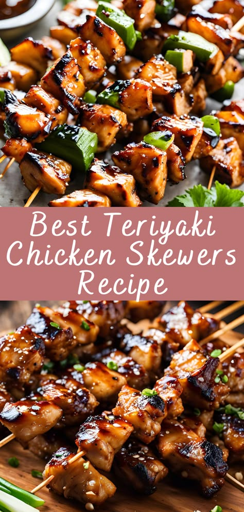 Best Teriyaki Chicken Skewers Recipe | Cheff Recipes Skewered Chicken Recipes, Chicken Skewers Recipes, Chicken Skewers Marinade, Chicken Skewers Grilled, Best Teriyaki Chicken, Teriyaki Recipes, Teriyaki Chicken Marinade, Chicken Kabob Marinade, Sticky Chicken Recipe