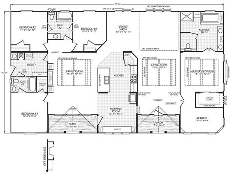 Sprague Triple Wide HUD Manufactured Home 40x70 House Plans, Triple Wide Modular Homes, Triple Wide Mobile Homes, Mobile Home Doublewide, Manufactured Homes Floor Plans, Modular Home Plans, Mobile Home Floor Plans, Modular Home Floor Plans, Mobile Home Decorating