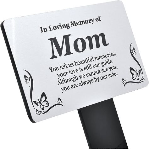 Amazon.com : Mom Memorial Plaque Stake ¦ printed 'In Loving Memory Mom' & remembrance poem ¦ Silver Aluminum Metal Plaque mounted onto a sturdy acrylic stake ¦ grave marker for Mom ¦ Grave Decoration : Patio, Lawn & Garden Remembrance Poem, Grave Plaques, Memorial Garden Plaques, Remembrance Poems, Mom Memorial, Cemetery Decorations, Grave Decorations, Memorial Plaque, Grave Marker