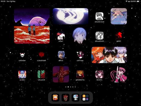 Ipad Wallpaper Evangelion, Neon Genesis Evangelion Phone Layout, Anime Ipad Layout, Homescreen Ipad Wallpaper, Evangelion Homescreen, Evangelion Widget, Ipad Theme Ideas, Ipad Ideas Homescreen, Ipad Widget Ideas