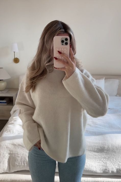 Oversized Mohair-Blend Sweater - … curated on LTK Oversized Beige Sweater, Beige Sweater Outfit, Cozy Sweaters Autumn, Cozy Oversized Sweaters, Knit Sweater Outfit, Oversized Sweaters, Sweater Outfit, Beige Sweater, Fall Sweaters