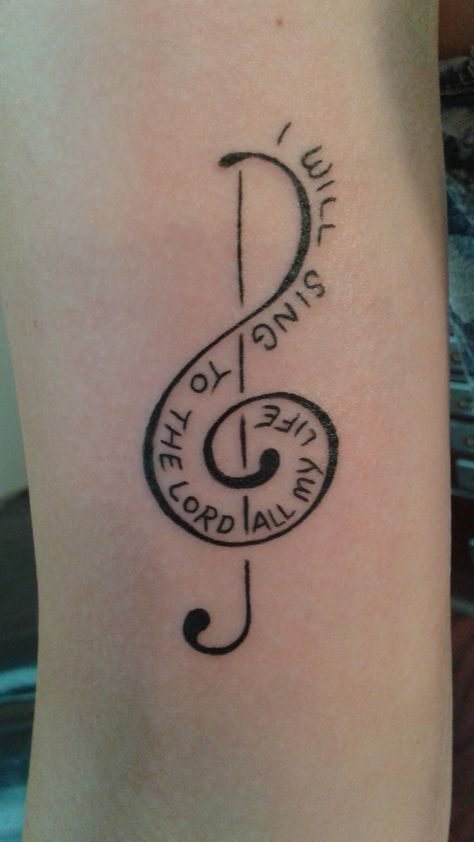 My new tattoo! #music #bibleverse #trebleclef #tattoo Christian Music Tattoo, Music Tattoo Ideas, Sarah Tattoo, Thumb Tattoos, Music Notes Tattoo, Matching Sister Tattoos, Music Tattoo Designs, Note Tattoo, Religious Tattoos