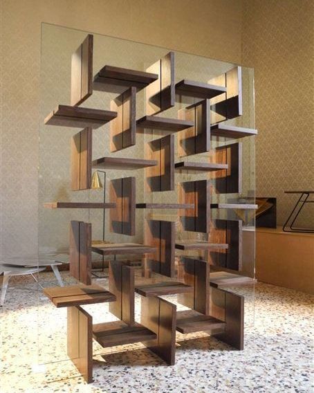 Unique Furniture Design, Desain Furnitur Modern, Fashion Snoops, Wall Shelves Design, Bookshelf Design, Living Room Partition Design, Room Partition Designs, Partition Design, Interior Wall Design