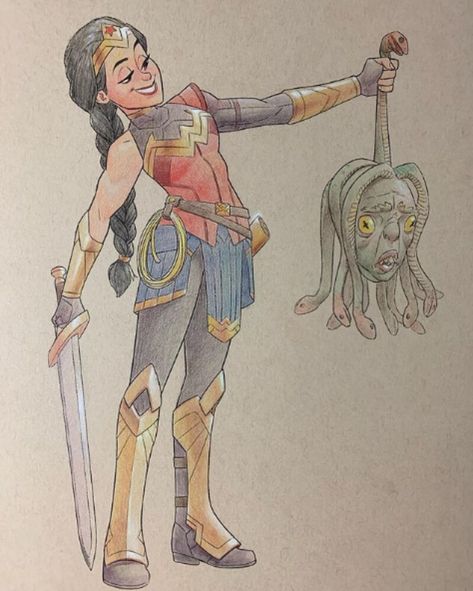 Wonder Woman Concept, Wonder Woman Redesign, Wonder Woman Illustration, Medusa Marvel, Severed Head, Dc Trinity, Superhero Designs, Palette Challenge, Dc Rebirth