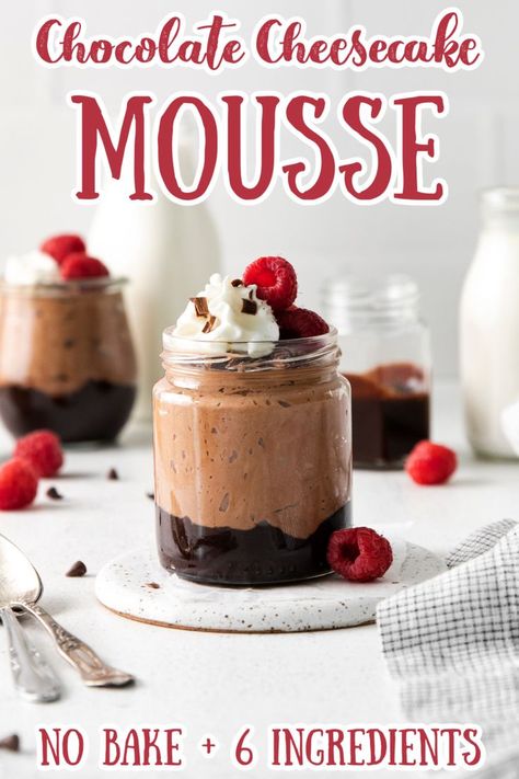 Chocolate Mousse Cake Cups, Chocolate Cheesecake Mousse No Bake, Chocolate Mousse Mini Desserts, Chocolate Mousse Dessert Ideas, Elegant Desserts Easy Simple, Chocolate Mousse Cheesecake Recipe, Chocolate Mouse Desert, Mouse Dessert Recipes, Mini No Bake Desserts