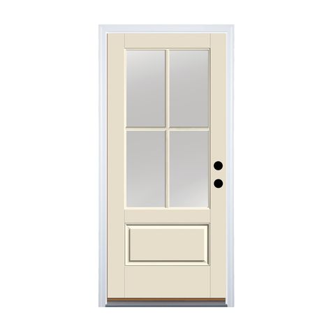 1950 Front Door, Exterior Back Door, White Storm Door, Exterior Door Styles, Glass Entrance Doors, Wood Door Frame, White Front Door, Fiberglass Front Door, Therma Tru