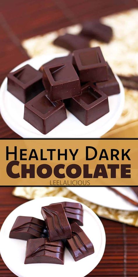 Homemade Dark Chocolate » LeelaLicious Diy Dark Chocolate, Dark Chocolate Candy Recipes, Dark Chocolate Recipes Homemade, Chocolate Cashew Butter, Homemade Dark Chocolate, Dark Chocolate Recipes, Healthy Dark Chocolate, Chocolate Homemade, Dark Chocolate Candy