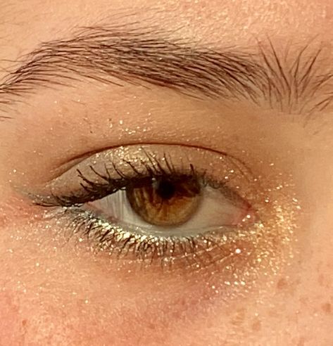 Evermore Eye Makeup, Eras Eye Makeup, Earthy Aesthetic Makeup, Simple Sparkle Makeup, Single Color Eyeshadow Looks, Natural Sparkly Makeup, Evermore Makeup, Cool Toned Makeup Looks, Earthy Makeup Looks