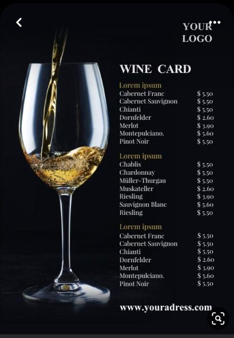 Wine List Menu, Drinks Restaurant, Vino Color, Drink Menu Design, Restaurant Flyers, Digital Menu Boards, Drinks Bar, Digital Menu, Food Menu Design