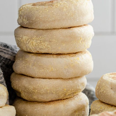 Sourdough English Muffins - Buttered Side Up Sourdough English Muffin Recipe, English Muffins Recipe, Sourdough English Muffins, Perfect Pizza Dough, English Muffin Recipes, Homemade English Muffins, Nooks And Crannies, Homemade Sourdough, Sourdough Starter Recipe