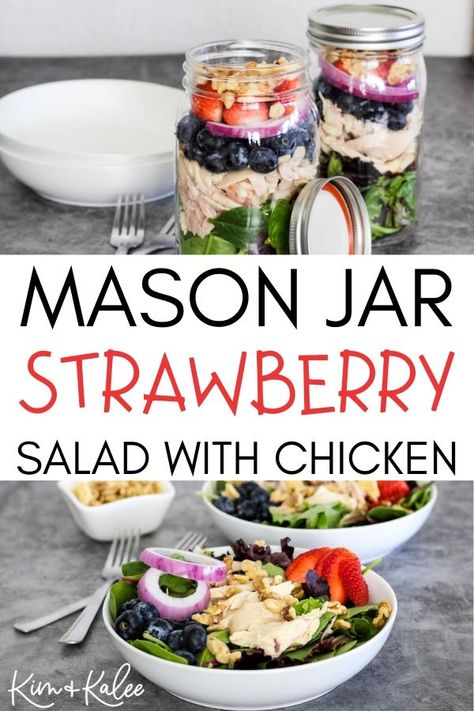 Jar Salad Recipes Vegetarian, Salad Jars, Salad With Walnuts, Strawberry Spinach Salad, Salad Jar Recipe, Clean Eating Vegetarian, Running Nutrition, Jar Salad, Nourishing Food