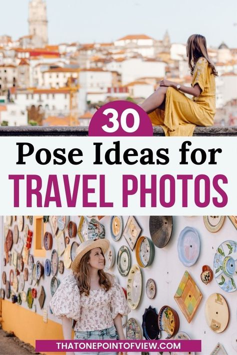 I have learned some tips and tricks over the years for how to pose for solo travel photos, couples photos, and even photos with your pets to elevate your photography! If you are interested in learning more and becoming more confident in front of the camera, then this post is for you. In this post I’m going to show you 30 different pose ideas for you to use to nail your next travel and Instagram photos! Posing Ideas Travel, Photography Poses Travel, How To Take Good Vacation Pictures, How To Pose In Travel Photos, How To Pose In Front Of Monuments, Pose For Travel Photos, Poses For Pictures Travel, Travel Pic Poses, Group Travel Photos