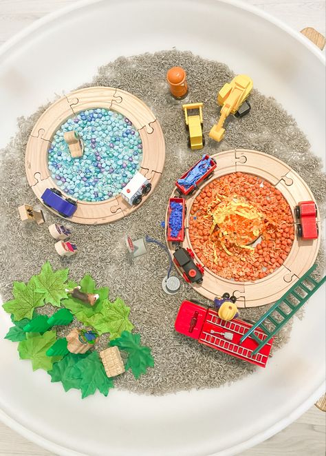 Fire And Water, Tuff Tray, My Sons, Home Learning, Simple House, Tray, Vehicles, Water