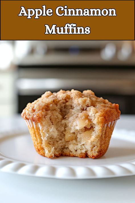 Apple cinnamon muffin placed on a white platter Cinnamon Muffins Recipe, Apple Cinnamon Muffins Recipe, Apple Spice Muffins, Muffin Recipes Cinnamon, Apple Breakfast Recipes, Apple Dessert Recipes Easy, Apple Muffin Recipes, Apple Desserts Easy, Apple Breakfast