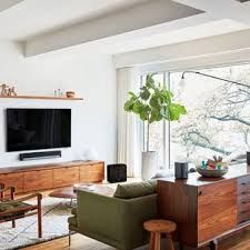 Mounted Tv Ideas Living Rooms, Floating Tv Console, Modern Tv Room, Living Room Setup, Transitional Living, Home Theatre, Mid Century Modern Living Room, Transitional Living Rooms, Livingroom Layout