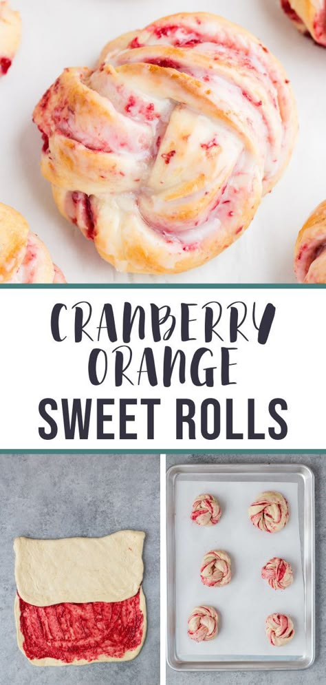 Holiday Baking Thanksgiving, Cranberry Filling, Orange Sweet Rolls, Sweet Roll Recipe, Orange Blossom Water, Breakfast Sweets, Homemade Dough, Holiday Brunch, Breakfast Pastries