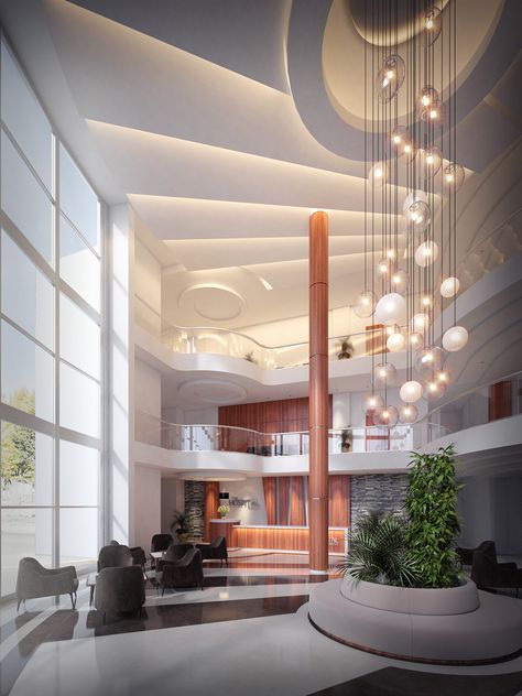 Hospital Entrance lobby design Lobby Ceiling Design, Entrance Lobby Design, Modern Lobby, Healthcare Interior Design, Hotel Lobby Design, Lobby Interior Design, Healthcare Architecture, Entrance Lobby, Hospital Interior