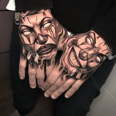 Want to get a non-typical & stylish tattoo? Choose from 50+ laugh now cry later tattoo designs for men & women. Bonus: meanings and history. Hals Tattoo Mann, Tattoo Main, Rosen Tattoo Frau, Chicano Tattoos Sleeve, Skull Hand Tattoo, Tato Jari, Tato Henna, Gangsta Tattoos, Uhd Wallpaper