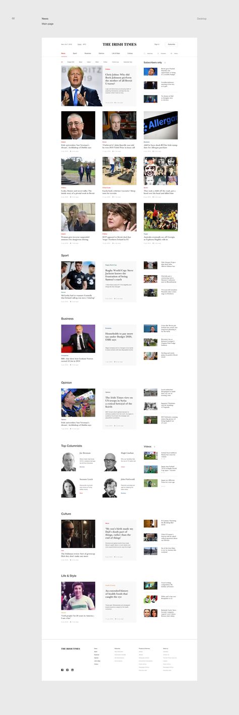 The Irish Times — News portal redesign concept on Behance Simple Website Design, Corporate Website Design, Portal Website, Ui Website, Website Design Inspiration Layout, Blog Website Design, News Website Design, News Web Design, Website Design Wordpress