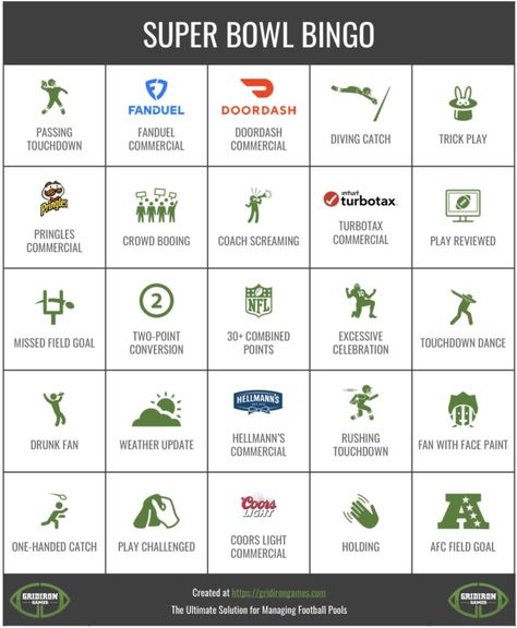 Super Bowl Bingo 2024 Free Printable Cards Super Bowl Commercial Bingo, Super Bowl Bingo Cards, Super Bowl Bingo, Camping Bingo, Custom Bingo Cards, Bingo Books, Road Trip Bingo, Bingo Casino, Football Pool