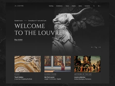 The Louvre Museum Redesign Concept by Daria Sytnyk on Dribbble Museum Powerpoint, Art Web Design, Aesthetic Websites, Aesthetic Website, Art Powerpoint, The Louvre Museum, Galleria D'arte, Ui Design Website, Art Web