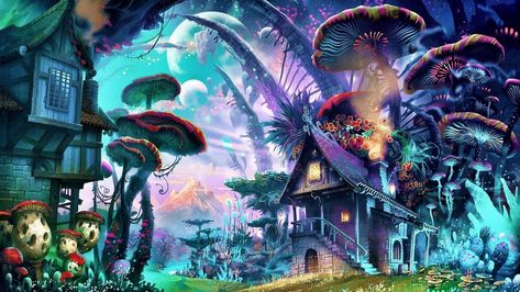 #art #mushrooms #mushroom mushroom house #tree psychedelic art #graphics fantasy world fantasy art trippy art fantasy landscape #dreamy #imagination #4K #wallpaper #hdwallpaper #desktop Mushroom Wallpaper, Nature Art Drawings, Trippy Wallpaper, Wallpaper Laptop, Forest Wallpaper, Fantasy Art Landscapes, Arte Fantasy, Trippy Art, 판타지 아트