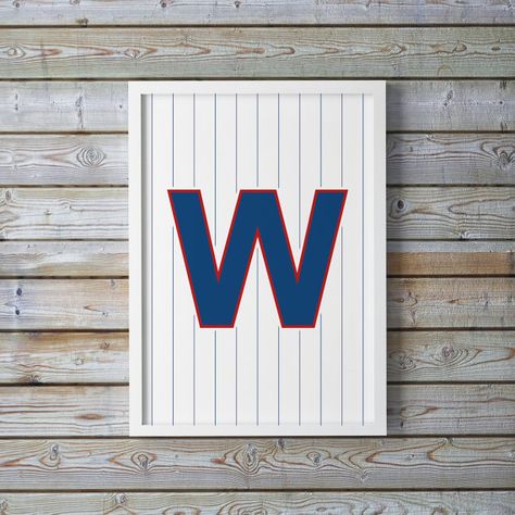 CHICAGO CUBS WIN Pinstriped 'W' Baseball Print by MeridianAndMain Cubs Win, Rooms Decor, Baseball Print, Baseball Birthday, First Dance Songs, First Anniversary, Arizona Logo, Kids' Room, Chicago Cubs