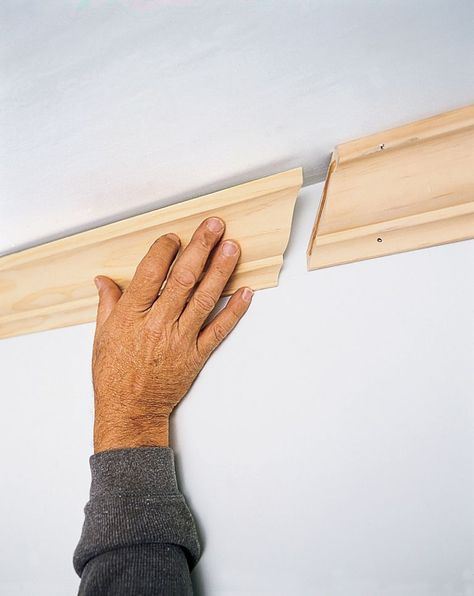 How to Install Crown Molding - This Old House Crown Molding Diy, Install Crown Molding, Cut Crown Molding, Crown Molding Installation, Diy Crown Molding, Cove Molding, Trim Carpentry, Crown Moldings, New Home Buyer