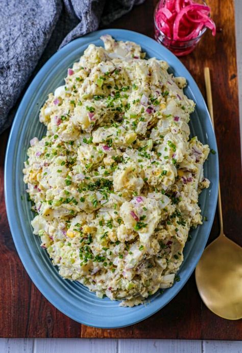 Traditional Deli Potato Salad Recipe - Bonappeteach Deli Potato Salad Recipe, Deli Potato Salad, Potato Salad Recipe, Diced Potatoes, Summer Cooking, Potatoe Salad Recipe, Summer Bbq, Yummy Sides, Potato Recipes