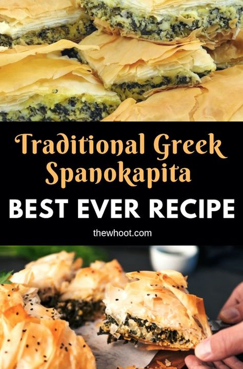 Spanakopita Recipe, Greek Spinach, Greek Spinach Pie, Moussaka Recipe, Greek Dinners, Macedonian Food, Spinach Pie, The Whoot, Greek Cooking