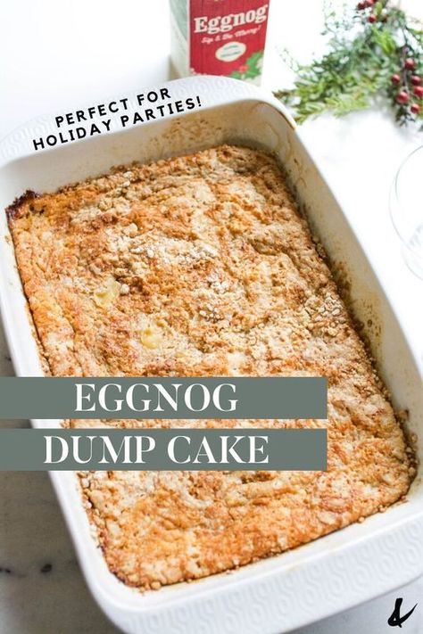 Eggnog Gooey Butter Cake, Christmas Dump Cake, Eggnog Muffins, Power Muffins, Dessert For Christmas, Eggnog Bread, Eggnog Dessert, Eggnog Recipes, Easy Dump Cake Recipe