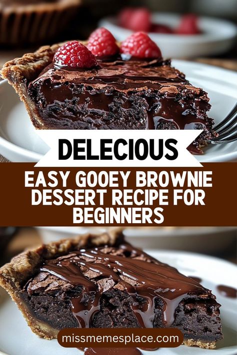 Discover the joy of baking with this Easy Gooey Brownie Dessert Recipe, ideal for beginners and experienced bakers alike! This recipe transforms traditional brownies into a stunning pie that boasts a flaky crust and a rich, fudgy filling. With simple ingredients like eggs, flour, and sugar, you can create a delightful dessert in no time. Perfect for any gathering or as a special treat, this gooey brownie pie is sure to become a favorite in your household. Get your apron on and enjoy it Best Fudgy Brownie Recipe, Brownie Pie Recipe, Gooey Chocolate Brownies, Brownie Desserts Recipes, Joy Of Baking, Brownie Pie, Recipe For Beginners, Fudgy Brownie Recipe, Gooey Brownies