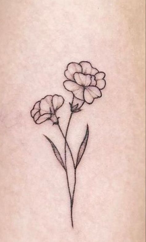 Marigold Dainty Tattoo, Lantana Tattoo Flower, Simple Marigold Flower Tattoo, Marigold Small Tattoo, Geranium Tattoo Design, Geranium Tattoo Ideas, Minimal Marigold Tattoo, Marigold Simple Tattoo, Marigold Flowers Drawing