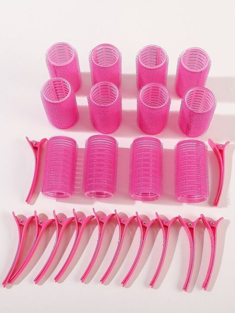 Gift Wishlist Hair Styling Tools, Roller In Hair, Pink Hair Tools, Pink Hair Rollers, Rollers In Hair, Diy Hair Styles, Best Hair Tools, Koleksi Makeup, Hair Tool Set