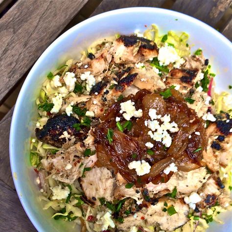 Copycat Recipe: Zoe’s Kitchen Protein Power Plate with Greek Yogurt Marinated Grilled Chicken& Feta Coleslaw Feta Coleslaw, Chicken Greek, Zoes Kitchen, Power Plate, Salad Pasta, Protein Power, Chicken Salad Recipes, Copycat Recipe, Poultry Recipes