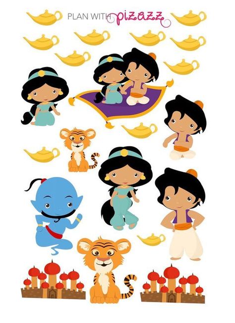 Aladin Drawing, Character Stickers, Print Journal, Erin Condren Planner, Disney Sticker, Silhouette Clip Art, Craft Planner, Filofax Planners, Sticker Template