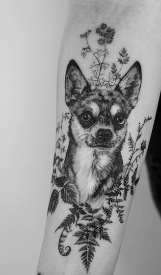 25 Ways To Put Chihuahuas On Your Body - Page 7 of 9 - The Dogman Dog Tattoo Ideas Memorial, Tattoo Ideas Memorial, Rockstar Tattoo, Tatoo Dog, Cat Portrait Tattoos, Chihuahua Tattoo, Pet Memorial Tattoo, Dog Portrait Tattoo, Puppy Tattoo