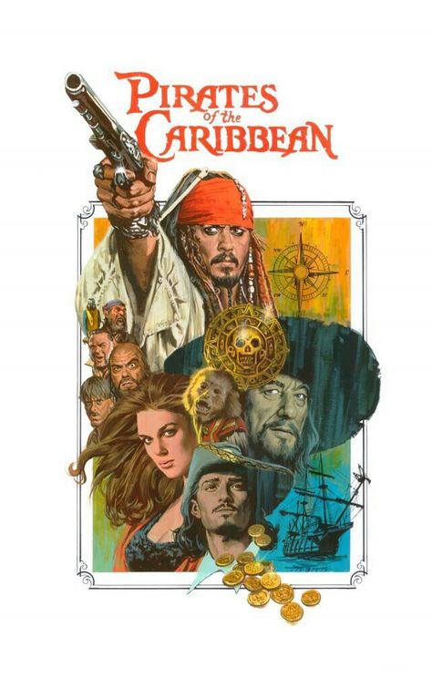 PIRATES OF THE CARIBBEAN Curse Of The Black Pearl, The Pirates Of The Caribbean, Kaptan Jack Sparrow, The Black Pearl, Film Posters Art, Pirate Art, Film Anime, Caribbean Art, Black Sails