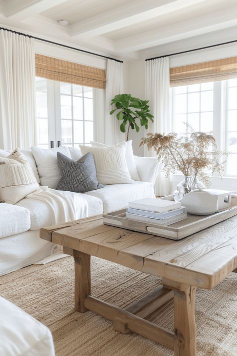 Coastal Coffee Table Decor, Coastal Coffee Table, Farmhouse Living Room Decor Ideas, Modern Farmhouse Living, Modern Farmhouse Living Room, Farmhouse Living Room, Coastal Living Room, Coastal Interiors, Living Room Inspo