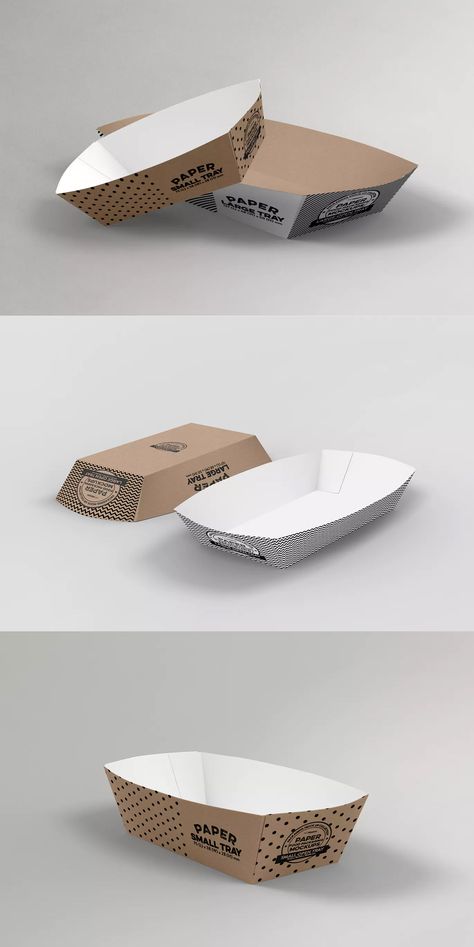 Paper Takeout Trays Packaging Mockup. Download Paper Food Tray, Fries Packaging, Food Cart Business, Food Delivery Packaging, Black Dessert, Food Mockup, Paper Box Diy, Food Business Ideas, Paper Bag Design