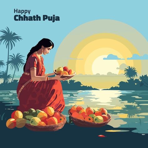 Chhath Puja Painting, Chat Puja Wishes, Chhath Puja Poster, Chat Puja, Happy Chhath Puja, Diwali Poster, Chhath Puja, Love Cartoon Couple, Wallpaper Photo Gallery