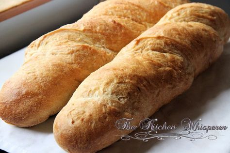 Making homemade crusty French baguettes are easier than you think. Nothing beats the smell of warm bread filling up the kitchen! Make this delicious recipe today! Crusty French Baguettes, homemade french bread, easy french bread, bread baking, homemade bread Panera French Baguette Recipe, Panera Baguette Recipe, Panera Baguette, Bread Recipes Crusty, French Baguette Recipe, Crusty French Bread, Bread Baguette, Homemade French Bread, Classic Pot Roast