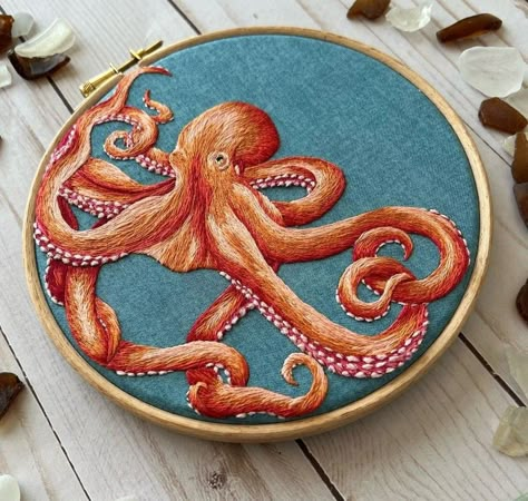 Embroider Ideas, Abstract Embroidery, Contemporary Embroidery, The Octopus, Pill Bottles, Embroidered Art, Hand Embroidery Projects, Creative Embroidery, Embroidery On Clothes