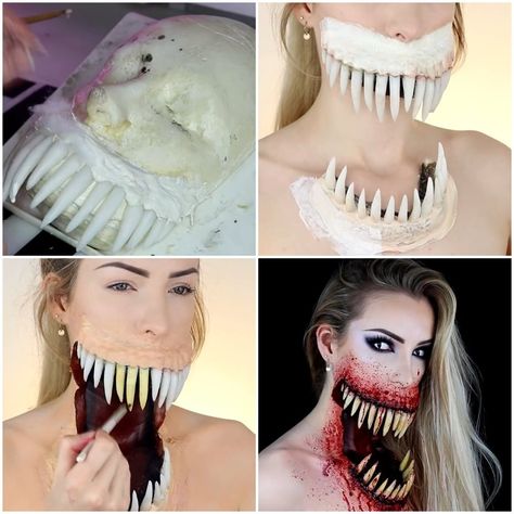 Scary Mouth Makeup, Halloween Mouth Makeup, Nightmare Makeup, Scary Makeup Looks, Scary Mouth, Halloween Costume Horror, Zombie Drawings, Shiny Makeup, Creepy Masks