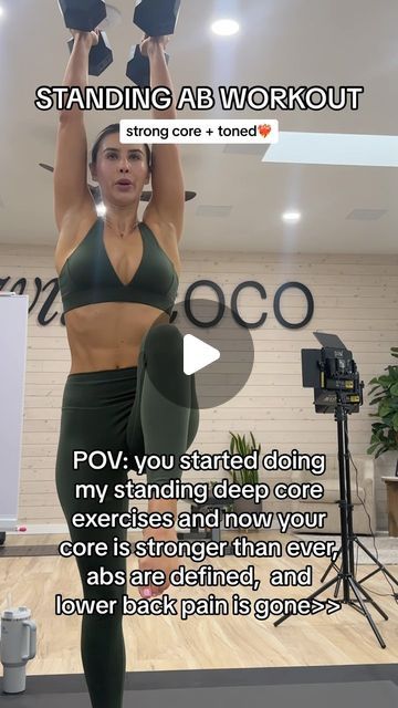 Overhead Marches, Weighted Crunches, Cal Deficit, Functional Core Exercises, Standing Core Workout, Deep Core Workout, Standing Ab Workout, Functional Core, Belly Fat Loss Workout