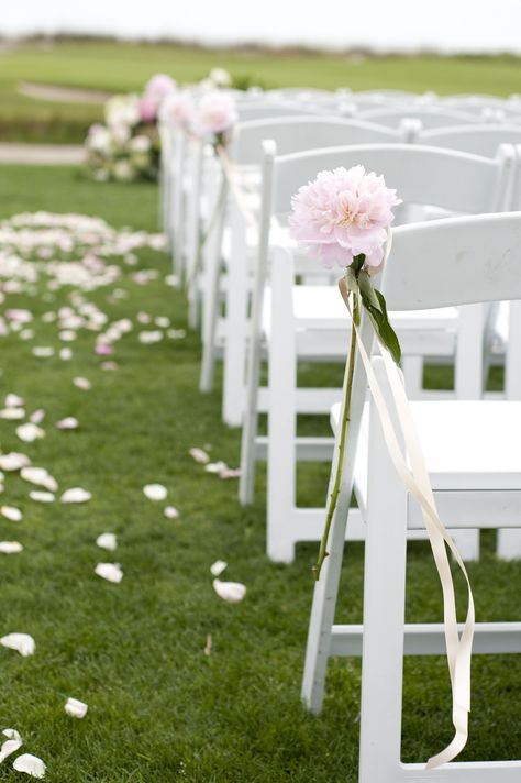 Ceremony Chairs, Aisle Flowers, Wedding Chair Decorations, Wedding Aisle Decorations, Peony Wedding, Wedding Ceremony Flowers, Spanish Moss, Banquet Tables, Ceremony Flowers