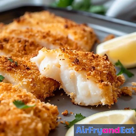 Air Fryer Cod Panko: Easy Recipe (Crispy) | AirFryAndEat Meat In The Air Fryer, Panko Cod Air Fryer, Panko Fish Air Fryer, Fried Cod Fish Recipes Air Fryer, Parmesan Crusted Cod Air Fryer, Breaded Fish In Air Fryer, Air Fried Cod Fillets, How To Cook Cod In Air Fryer, Easy Cod Recipes Air Fryer