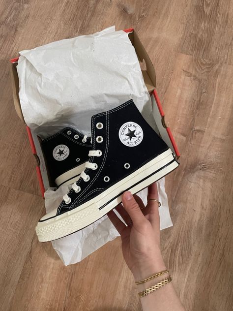 Converse Vintage 70, Highcut Converse, Converse Highcut, High Cut Converse Outfit, Black Converse Boots, Black Hightop Converse, Converse Chuck 70 Vintage, Aesthetic Unboxing, Chuck 70 Converse