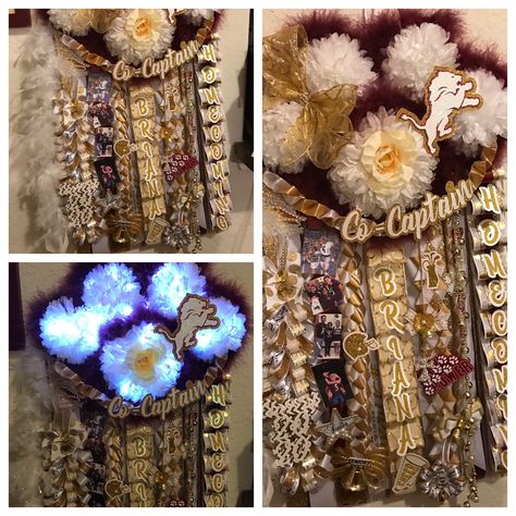 Paw print mum with lights added Senior Homecoming, Homecoming Mums, Garters, Burlap Wreath, Paw Print, Homecoming, Burlap